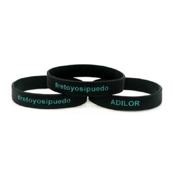 Wholesale cool black silicone wristband with ink filled custom logo