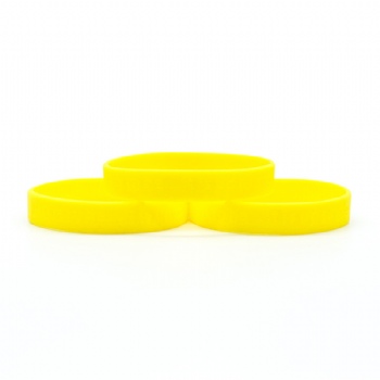 Yellow silicon wristband debossed  in adult size